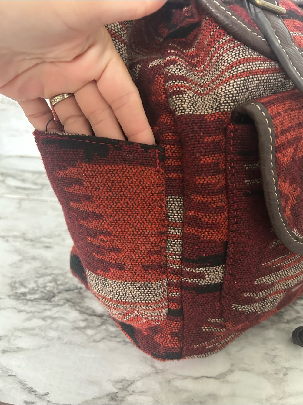 Arizona Jeans Co vintage 90s Y2K Aztec backpack with adjustable straps cinch top - Picture 5 of 13